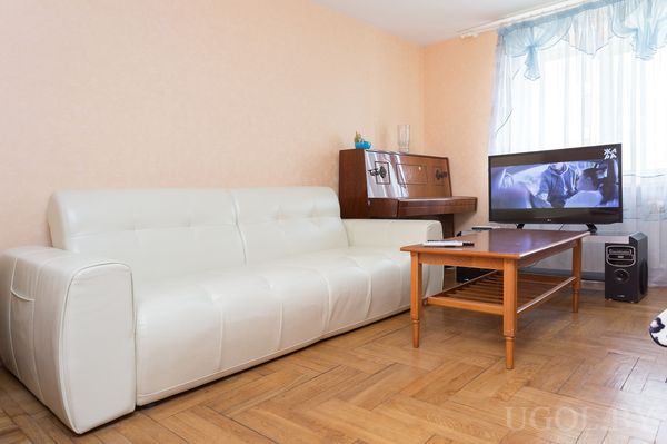 Кожаный диван в гостиной